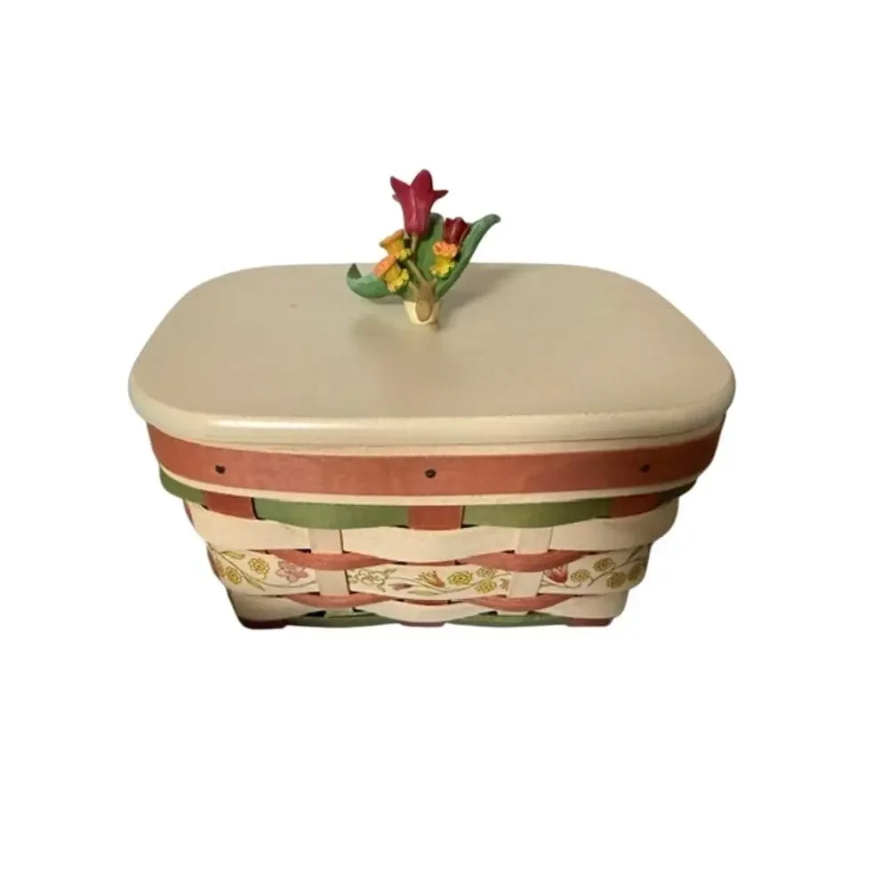 Longaberger 2012 Mother's Day Basket Lid and Floral Lid Knob Protector Liner